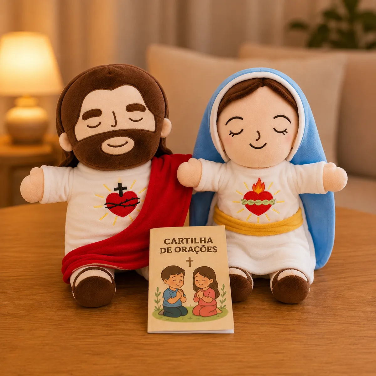 Kit Duo Abençoado — pelúcia de Jesus e Maria juntos